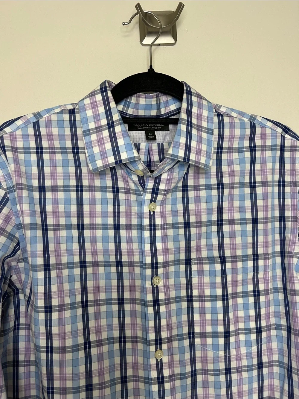 Men's Banana Republic Button Down Shirt Non-Iron Classic Fit Checkered Shirt